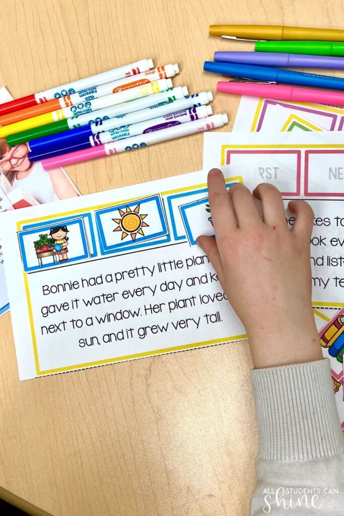     Reading comprehension sequencing activity with picture matching and simple story retelling for hands on reading activities and guided reading groups.