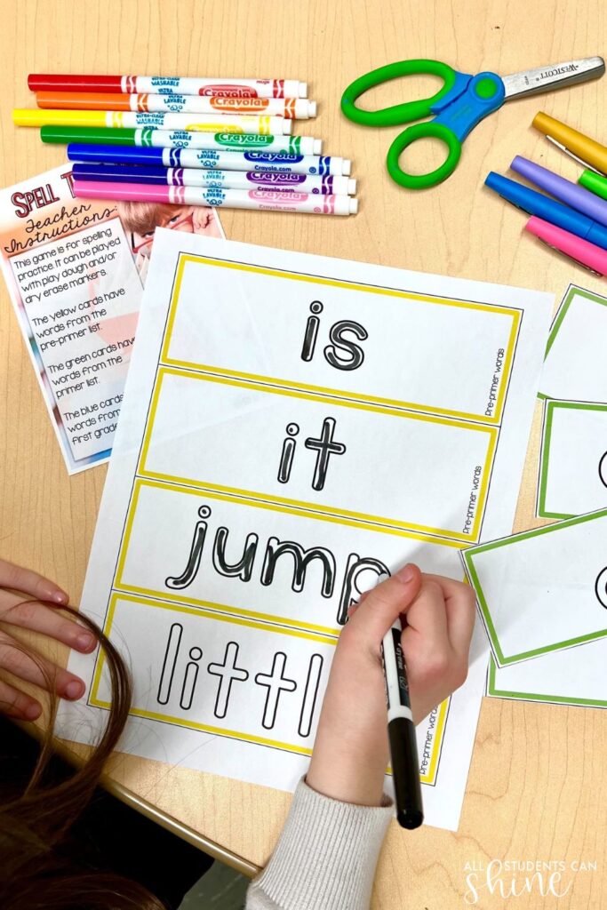     Sight word tracing and spelling practice with write and wipe mats designed for hands on reading activities and high frequency word review.