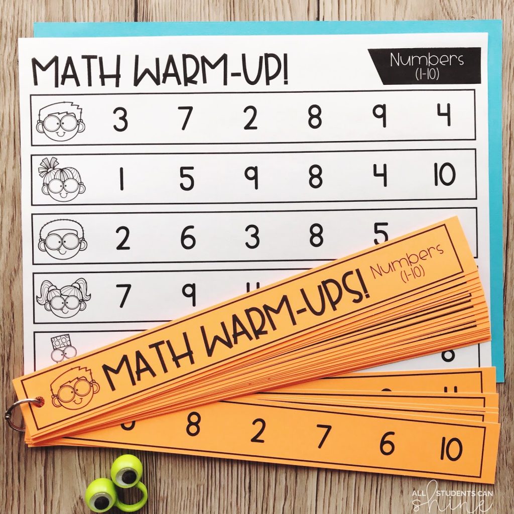 math warm-ups numbers 1-10 activity with printable strips and hands-on practice cards