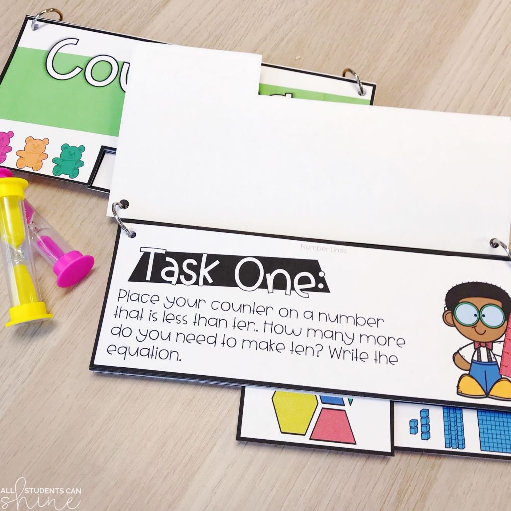 math centers manipulatives task card activity with hands-on math problem solving and student directions