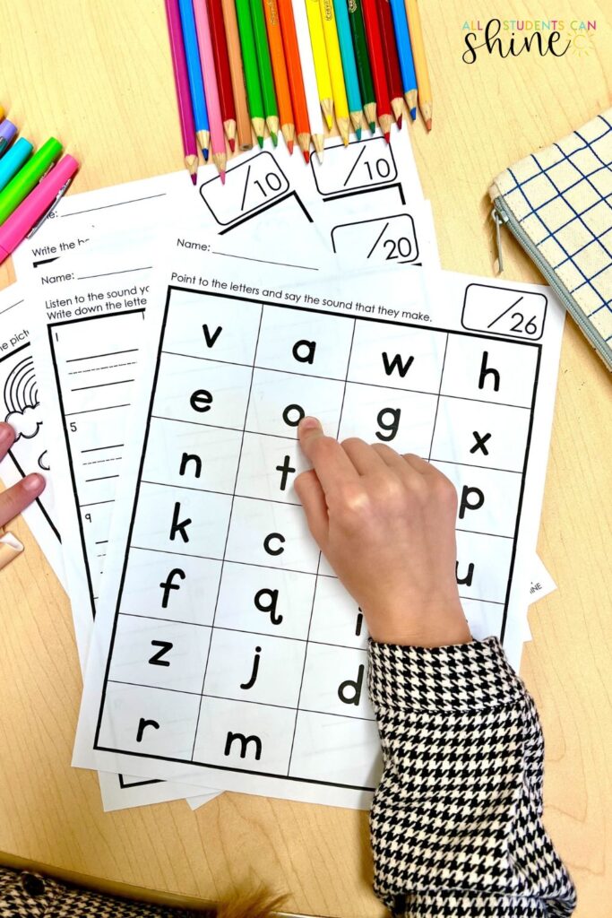 a printable phonics activity for identifying letter names & sounds