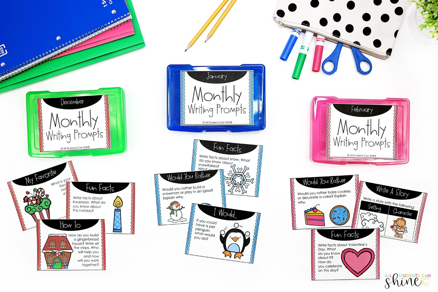 monthly writing prompt task cards
