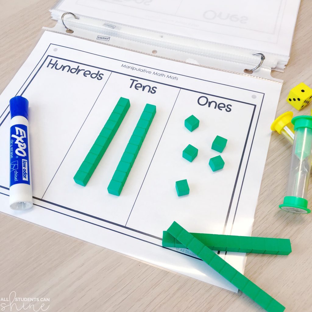 math centers place value mat using base ten blocks for hands-on learning with tens and ones